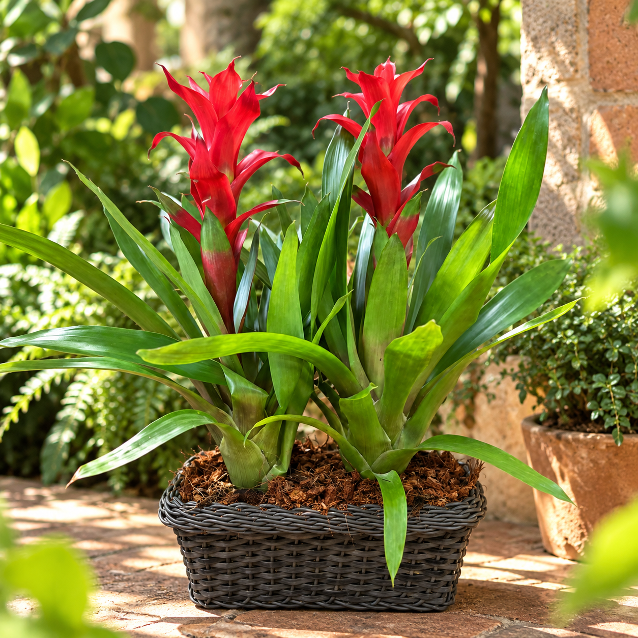 Arreglo de Bromelias en Jardinera Café