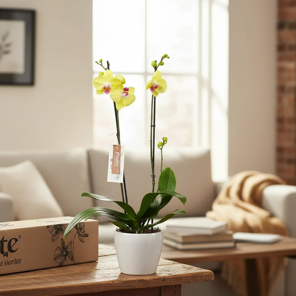 Orquídea Grandi supreme Amarillo Modena en Taupe 15