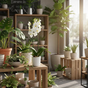 Orquídea Grandi supreme Blanco Nottingham en matera ceramica