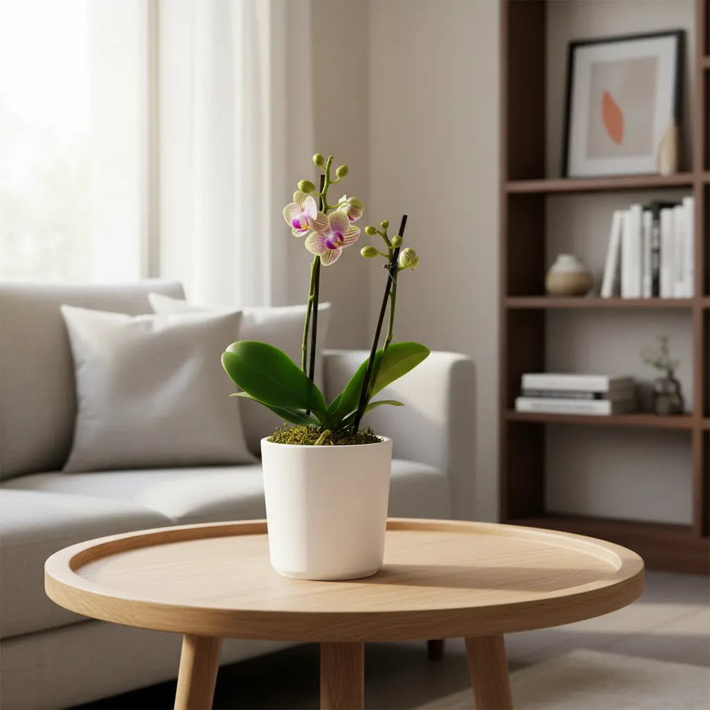 Orquídea Mini Supreme Exotica Michu en matera cerámica