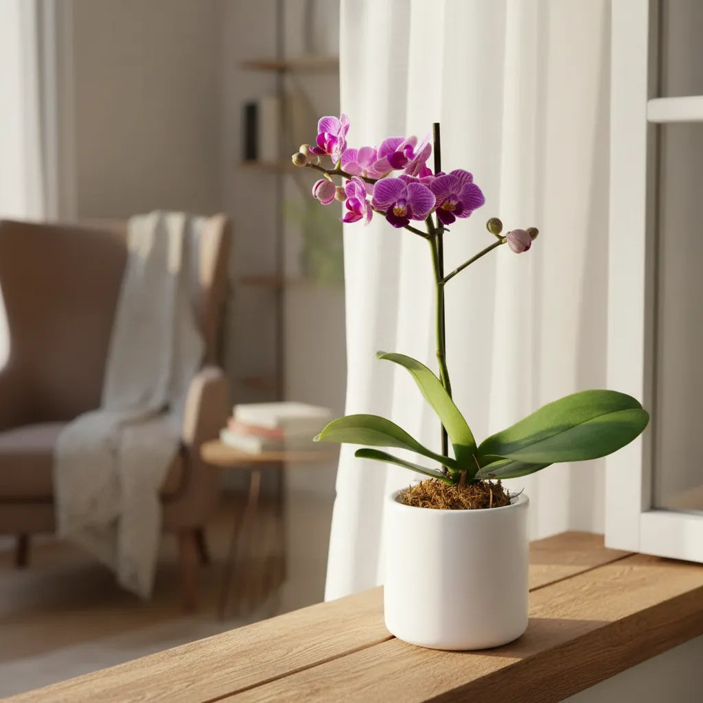 Orquídea Mini Premium Exotica Salitre en matera cerámica