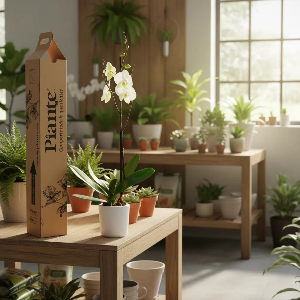 Orquídea Grandi premium Blanco Leeds en matera cerámica C12