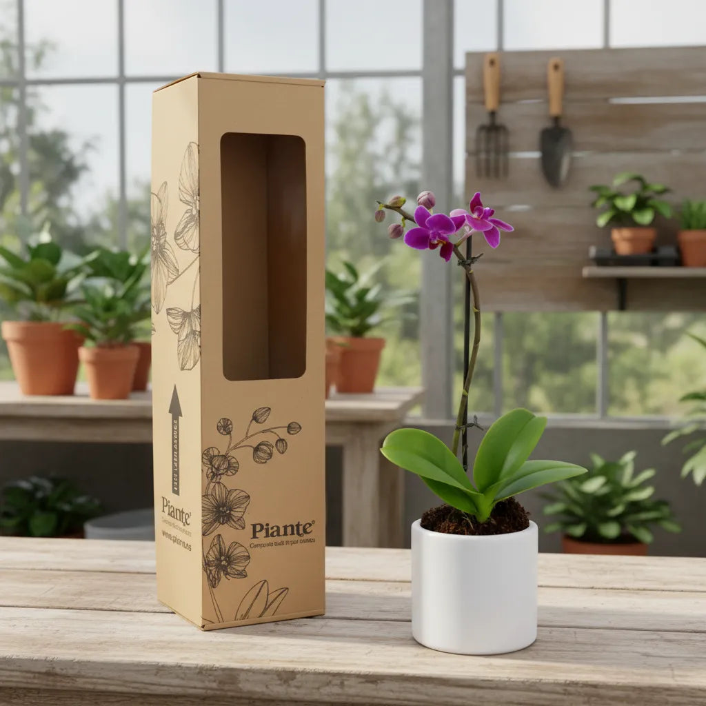 Orquídea Mini Premium Morado  Queenstone en matera cerámica