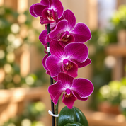 Orquídea Midi Premium Morado Hamburg en matera cerámica