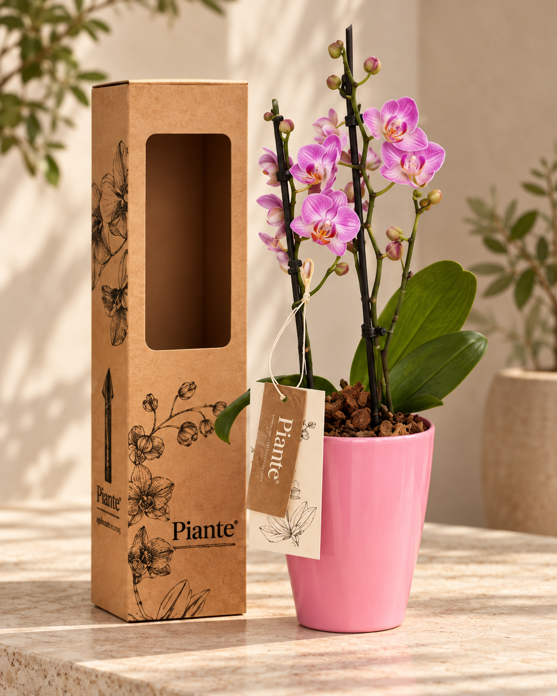 Orquidea Mediana de Temporada En Matera Cono Rosa
