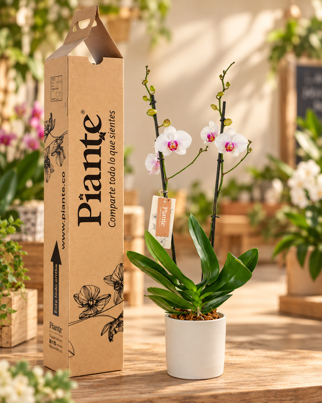 Orquídea Grandi supreme Blanco Labio Rojo Denver en Matera Ceramica Blanca