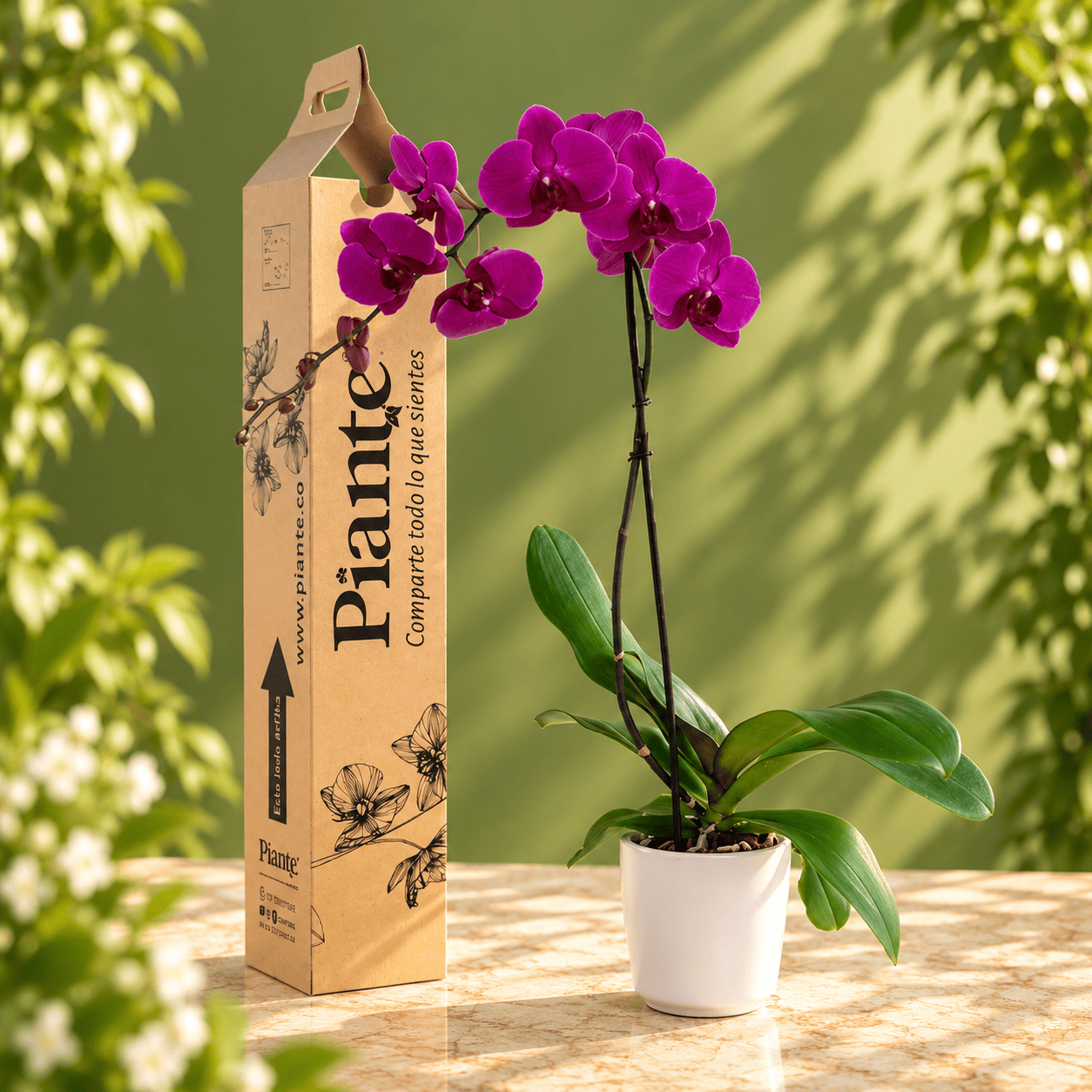 Orquídea Grandi premium Morado Stellenbosch en matera cerámica