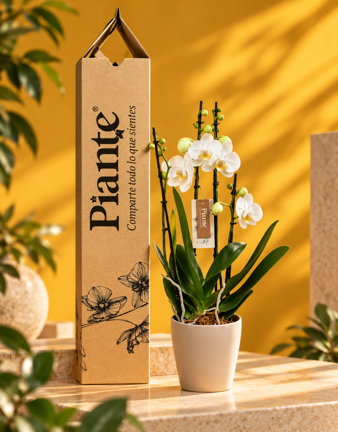 Orquídea Grandi Elite Blanco Nottingham en Taupe 15