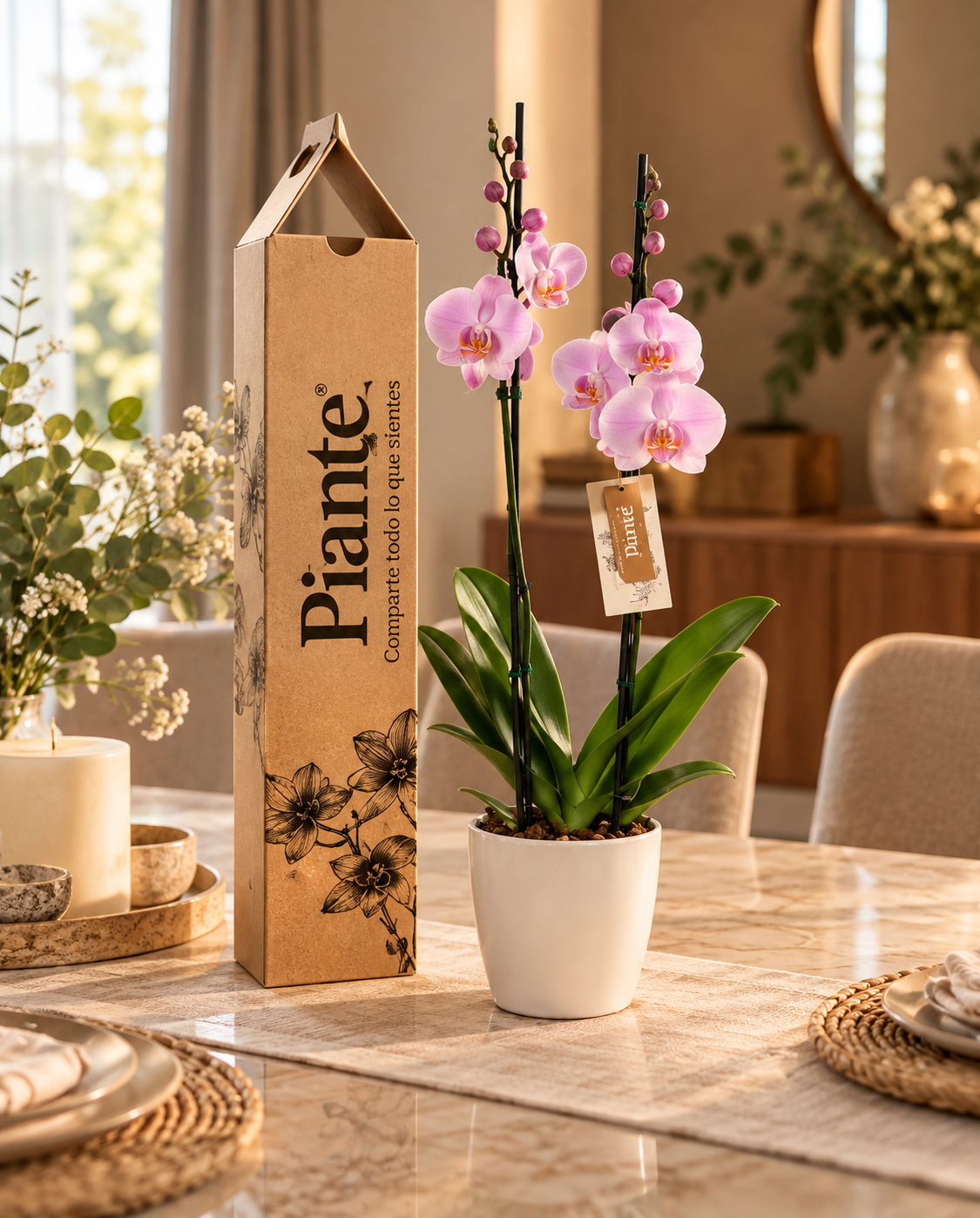 Orquidea Grandi Supreme Rosada en Taupe 15