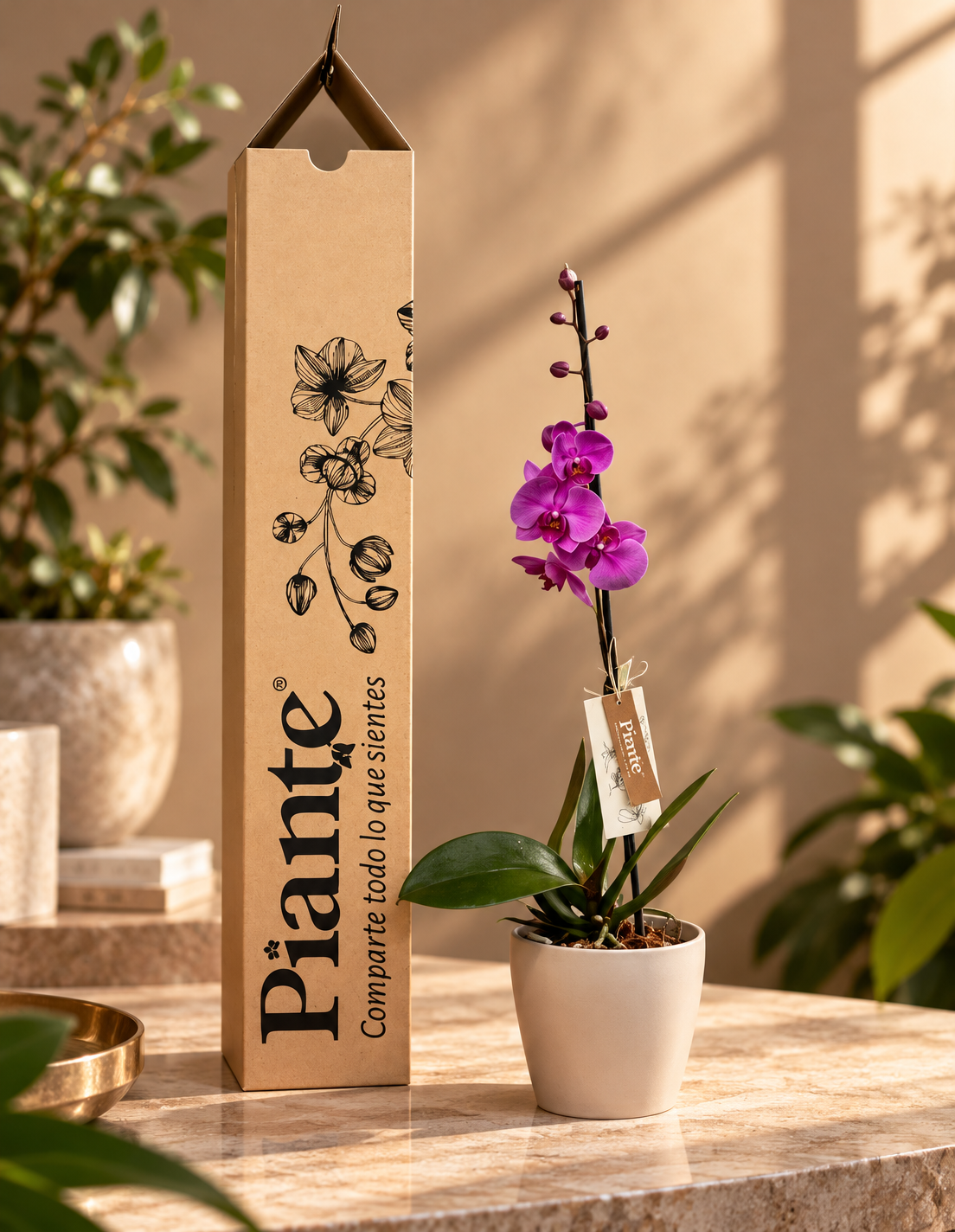 Orquídea Grandi Premium Morada Evolution en Matera Taupe 15