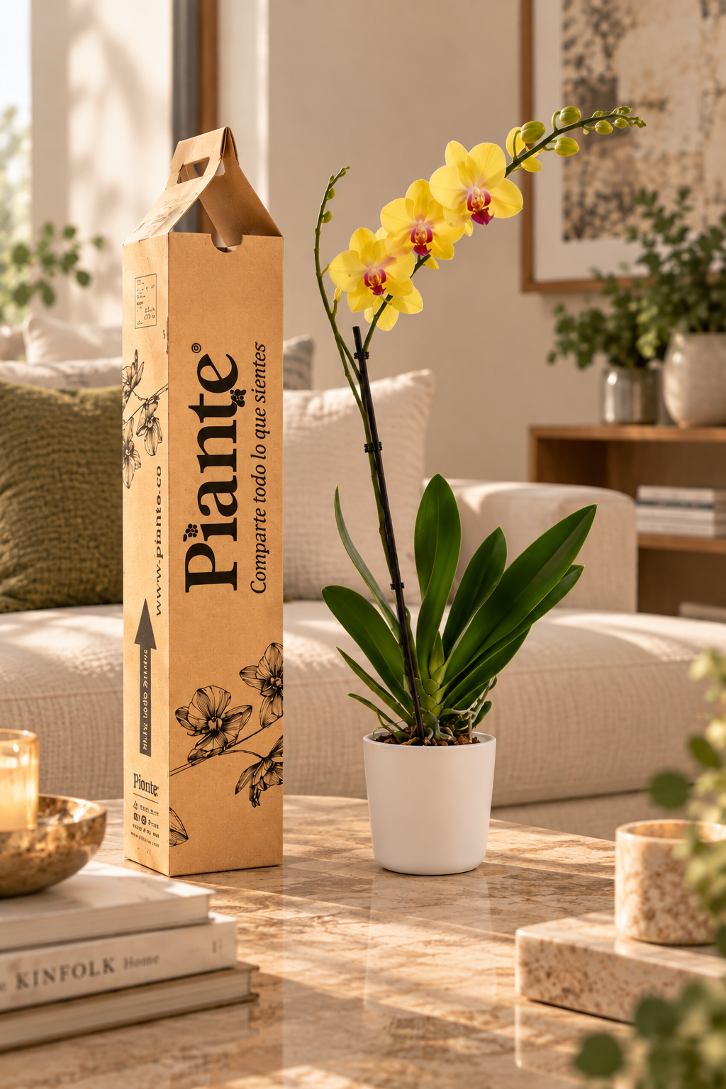 Orquídea Grandi premium Amarillo Modena en matera cerámica