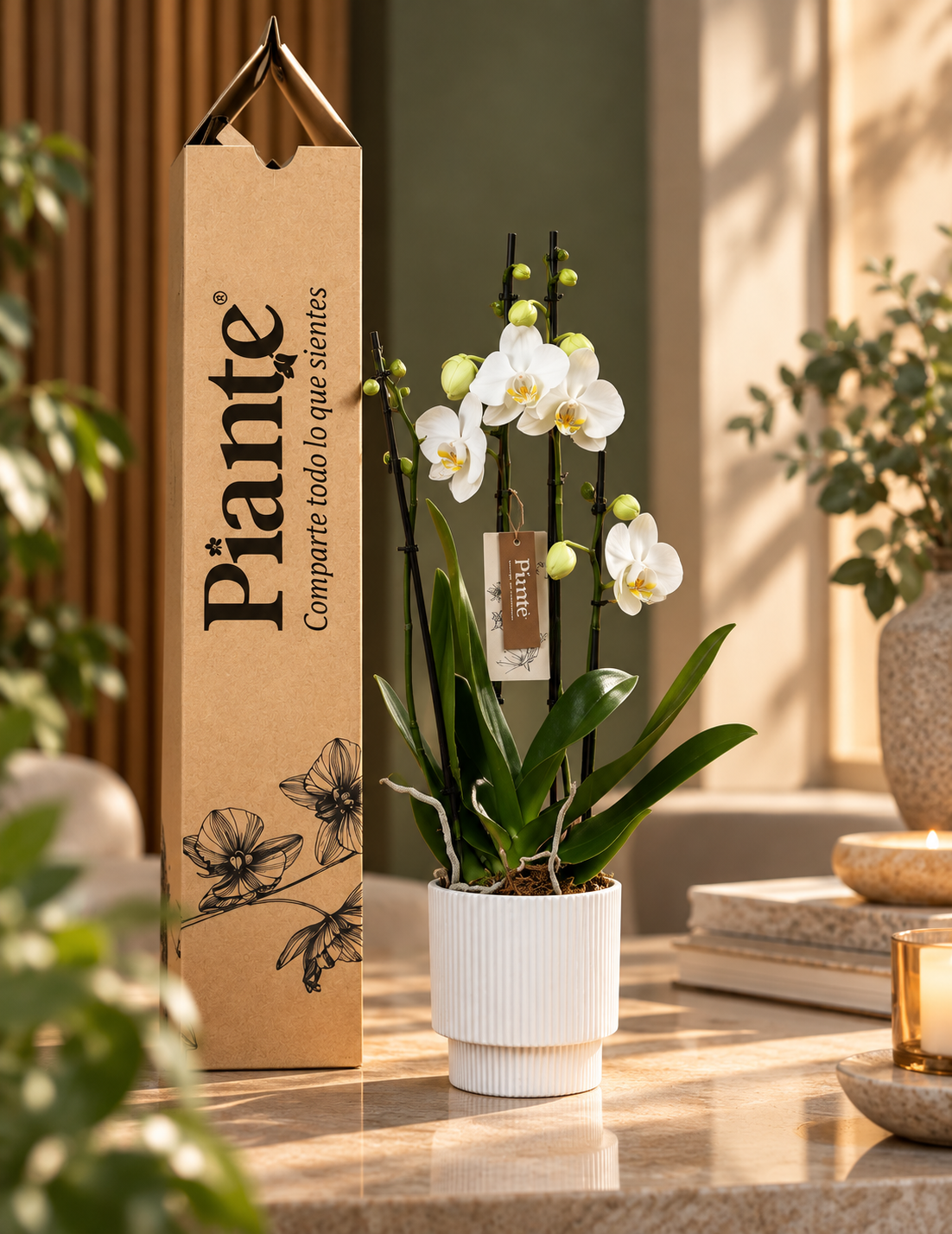 Orquídea Grandi Elite Blanco Nottingham en Matera Acanalada