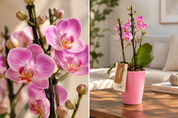 Orquidea Mediana de Temporada En Matera Cono Rosa