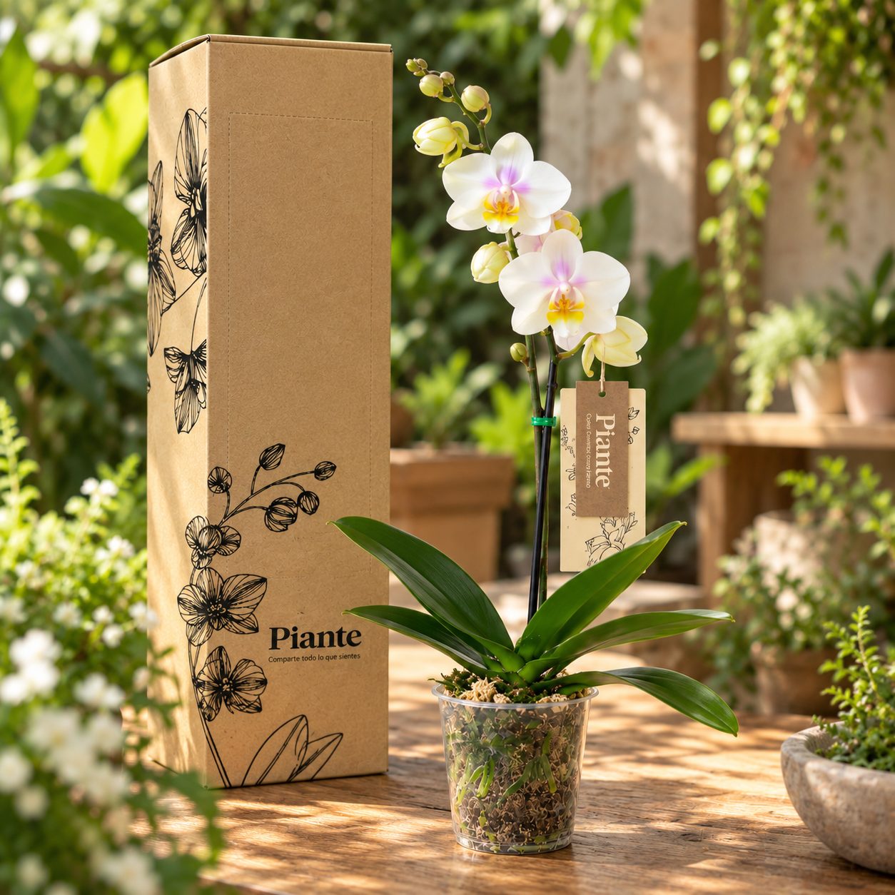 Orquídea Midi Premium Blanca Lila San Jose