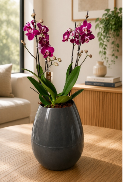 Arreglo de Orquídeas Grandi Supreme Colmar en Matera Seixo Negro